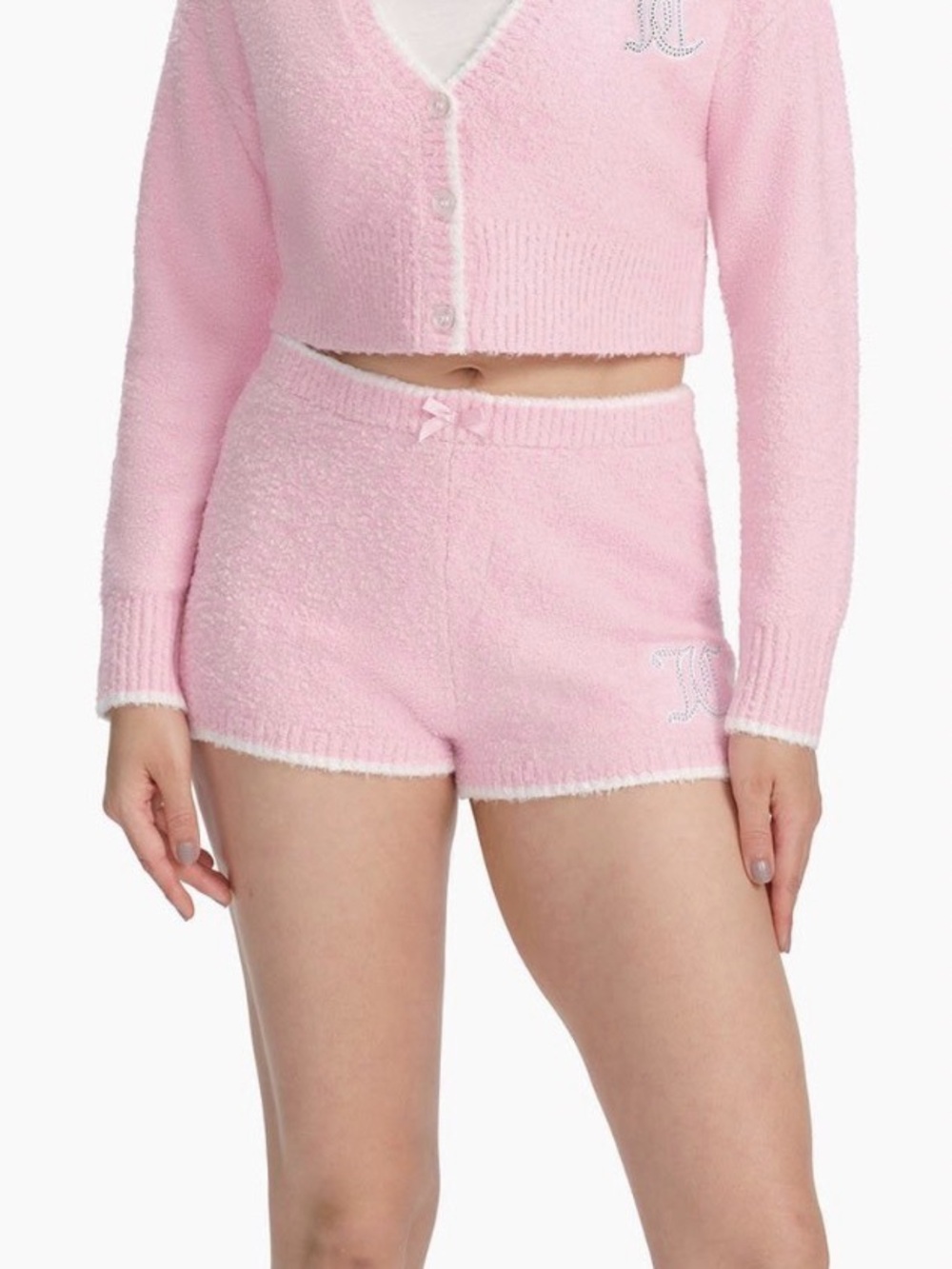 Juicy Couture Pink Plush Lounge Shorts with Bow
